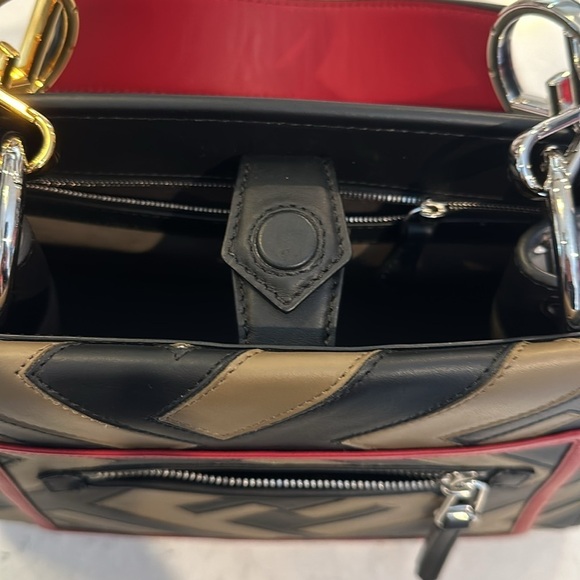 Rare Authentic Fendi brown and red monogram leather satchel bag - Picture 7 of 13